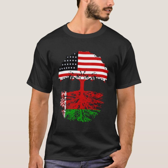 Camiseta Belarus Roots American Grown Belarussian Men Women (Anverso)