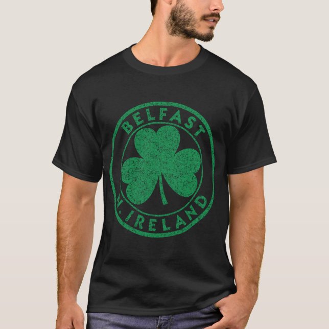 Camiseta Belfast N. Ireland Shamrock Rótulo con problemas v (Anverso)
