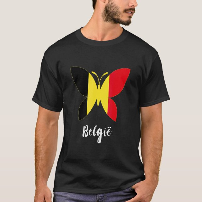 Camiseta Belga Butterfly Belgique Bélgica Bandera Bel (Anverso)