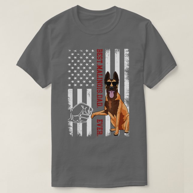 Camiseta Belga Malinois Dad Dog Bandera Americana para Homb (Diseño del anverso)