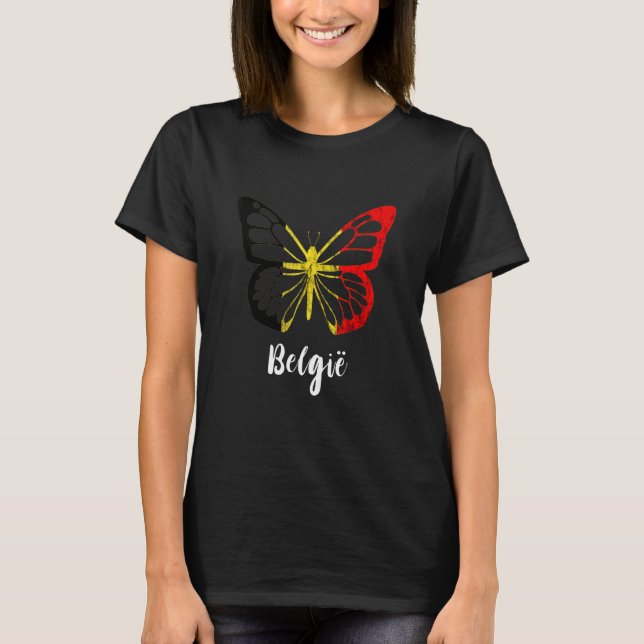 Camiseta Belga Orgullo Belga Belga Mariposa Bélgica Fl (Anverso)