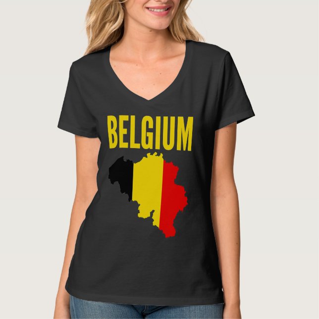 Camiseta Belgian  Belgium Country Map Flag (Anverso)