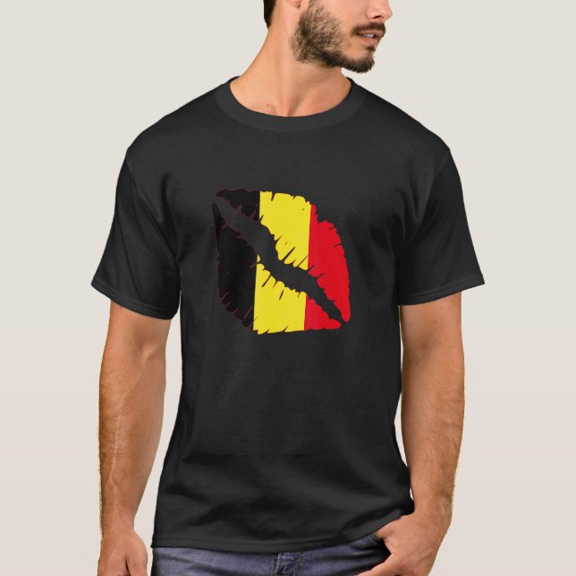 Camiseta Belgian Flag Lips Belgie Belgian Pride Belgian Roo (Anverso)