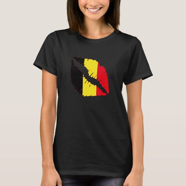 Camiseta Belgian Flag Lips Belgie Belgian Pride Belgian Roo (Anverso)