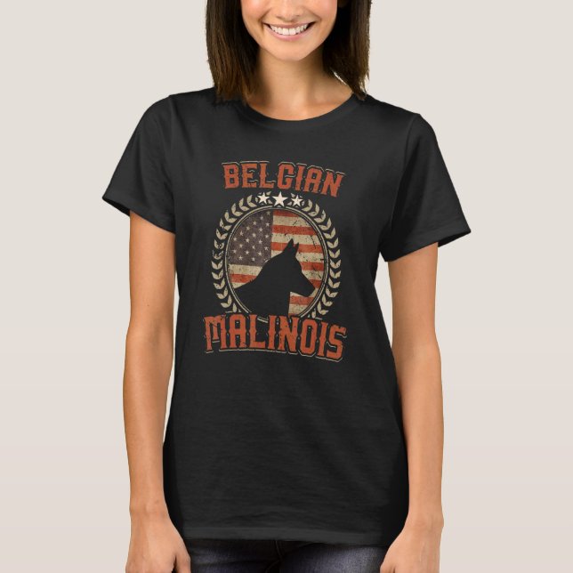 Camiseta Belgian Malinois American Flag  Usa Patriotic Dog (Anverso)