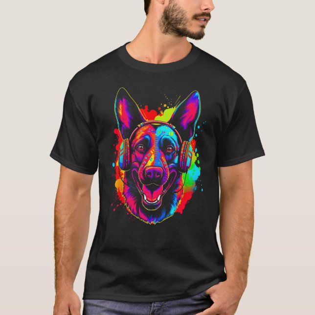 Camiseta Belgian Malinois Dog DJ Festival (Anverso)