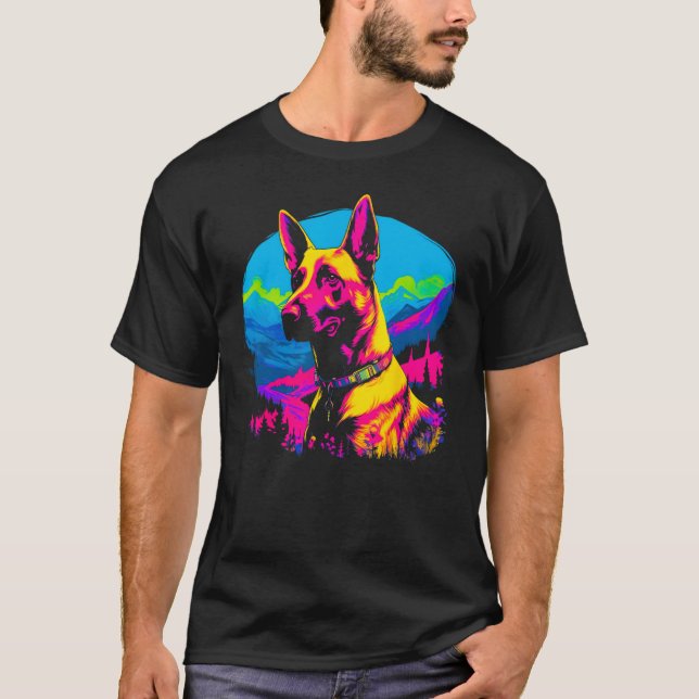 Camiseta Belgian Malinois Dog Pop Art (Anverso)