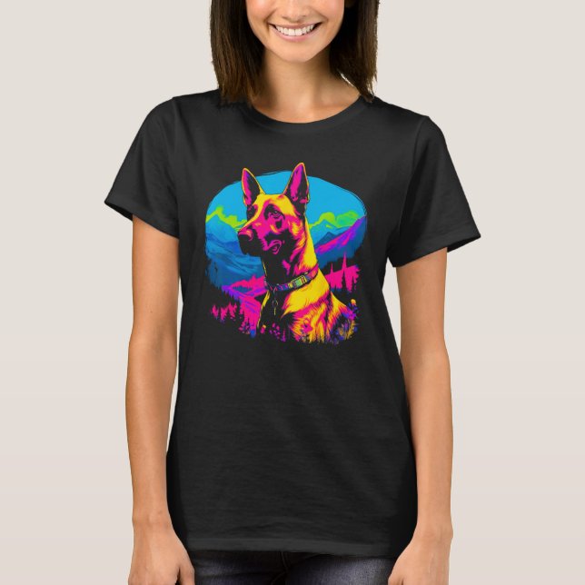 Camiseta Belgian Malinois Dog Pop Art (Anverso)