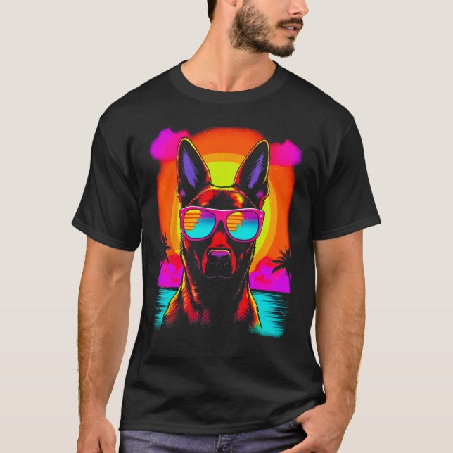 Camiseta Belgian Malinois Dog Sunglasses Summer Party (Anverso)