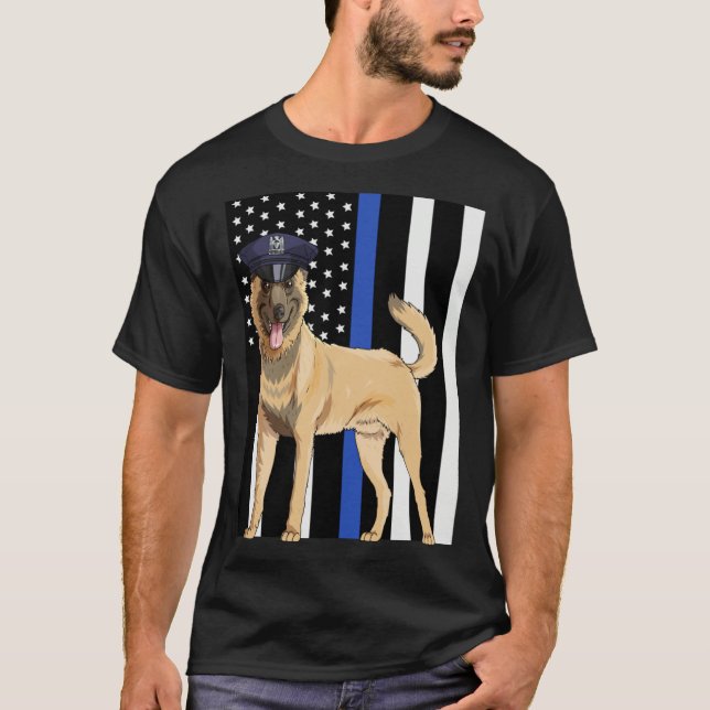Camiseta Belgian Malinois K9 Police Officer USA Flag (Anverso)