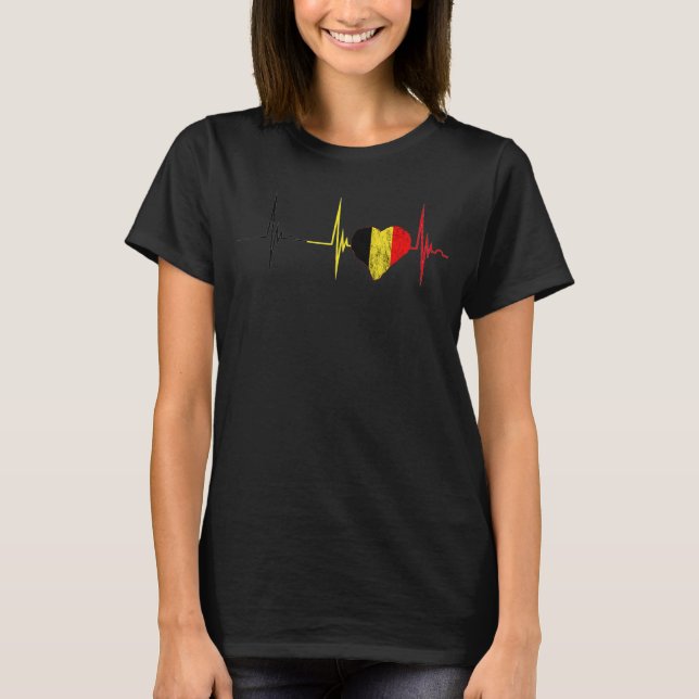 Camiseta Belgian Pride Heart Heartbeat EKG Pulse Belgium Be (Anverso)