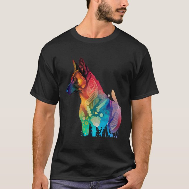 Camiseta Belgian Shepherd Malinois Colorful Pop Splash (Anverso)