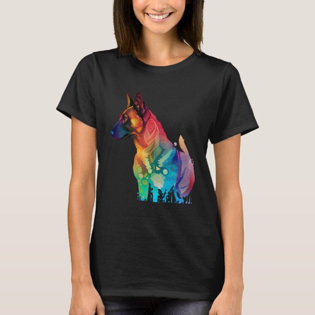 Camiseta Belgian Shepherd Malinois Colorful Pop Splash (Anverso)