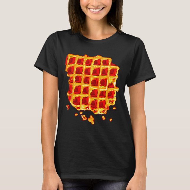 Camiseta Belgian Waffle Syrup Breakfast Food Snack Waffle L (Anverso)