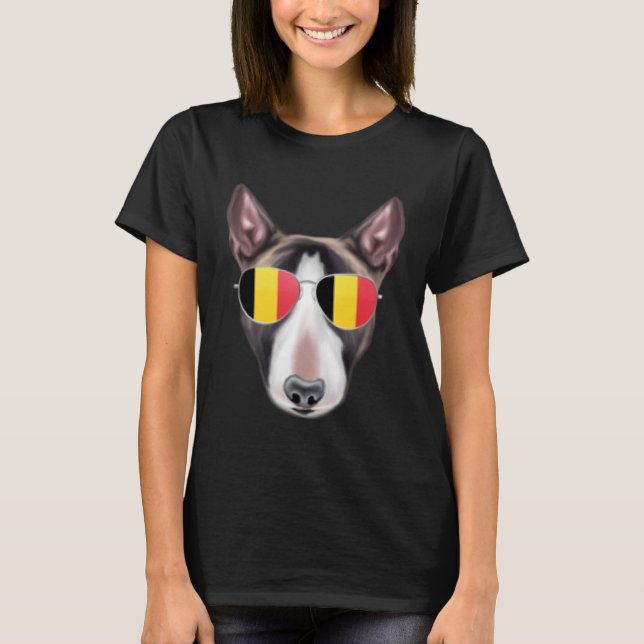 Camiseta Bélgica Bandera Ministra Bull Terrier Dog Bélgica  (Anverso)