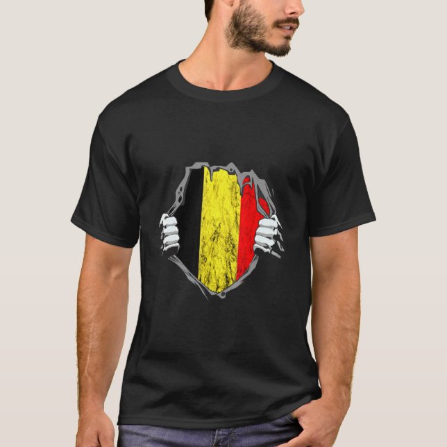 Camiseta Bélgica Chest Bandera Belga Belgique Pride (Anverso)