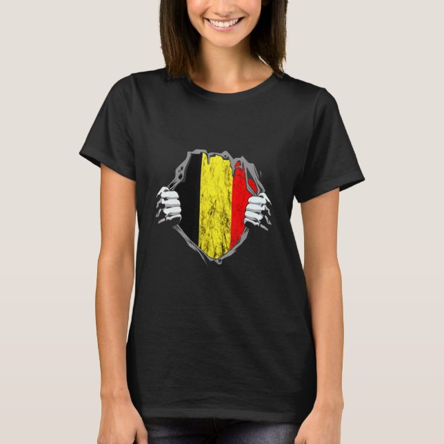 Camiseta Bélgica Chest Bandera Belga Belgique Pride (Anverso)