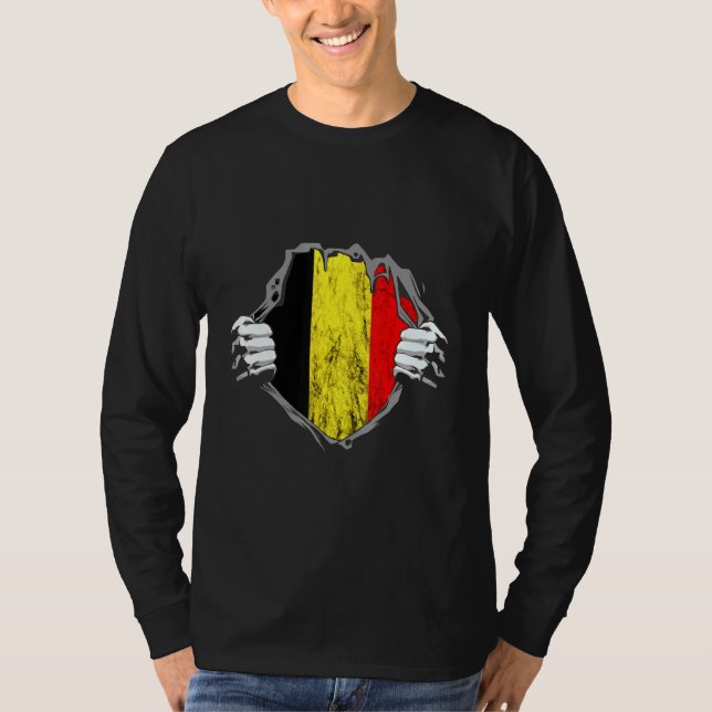 Camiseta Bélgica Chest Bandera Belga Belgique Pride (Anverso)