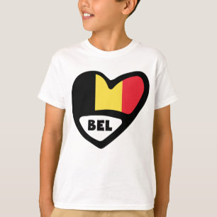 Camiseta Bélgica Código de país Bandera Corazón BEL
