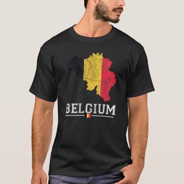 Camiseta Bélgica: El Mapa Y El Recuerdo De La Bandera En Pr (Anverso)