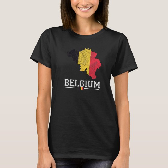 Camiseta Bélgica: El Mapa Y El Recuerdo De La Bandera En Pr (Anverso)