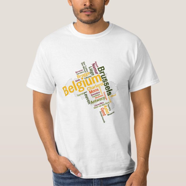 Camiseta Bélgica Mapa de ciudades T-Shirt (Anverso)