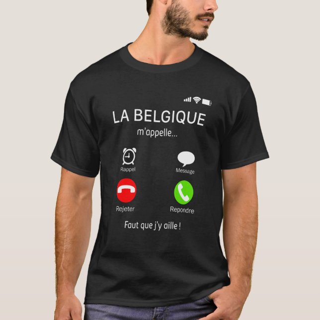Camiseta Bélgica me llama "Faut" que yo era pantalla telefó (Anverso)