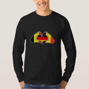 Camiseta Bélgica y Alemania Corazón mano amistad