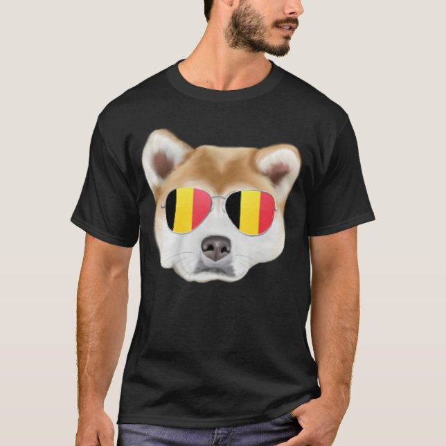 Camiseta Belgium Flag Akita Dog Belgium Pocket (Anverso)