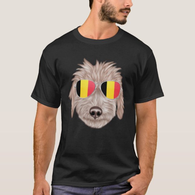 Camiseta Belgium Flag Bedlington Terrier Dog Belgium Pocket (Anverso)