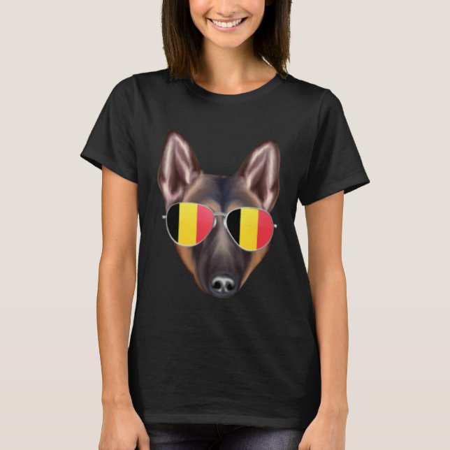 Camiseta Belgium Flag Belgian Tervuren Dog Belgium Pocket (Anverso)