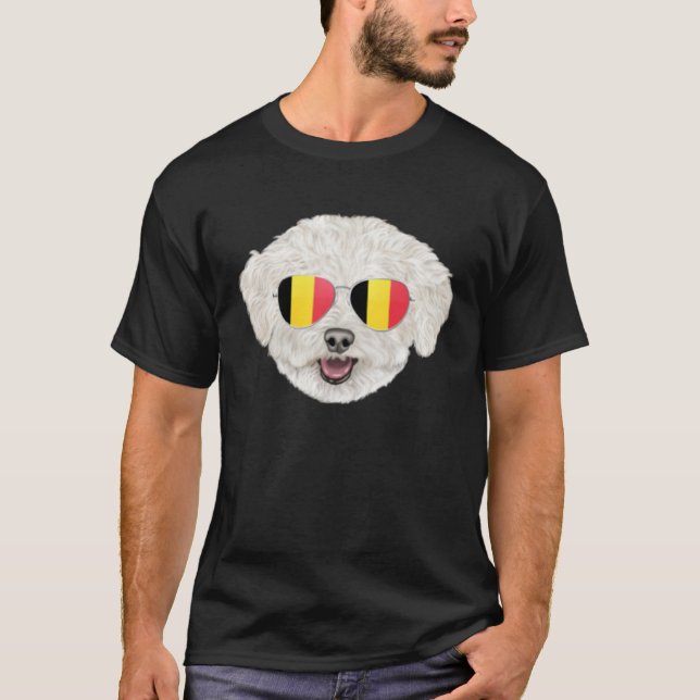 Camiseta Belgium Flag Bichons Frise Dog Belgium Pocket (Anverso)