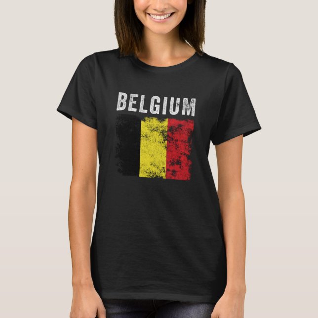 Camiseta Belgium Flag Distressed Men Women Kids Belgian Fla (Anverso)