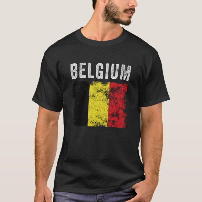 Camiseta Belgium Flag Distressed Men Women Kids Belgian Fla (Anverso)