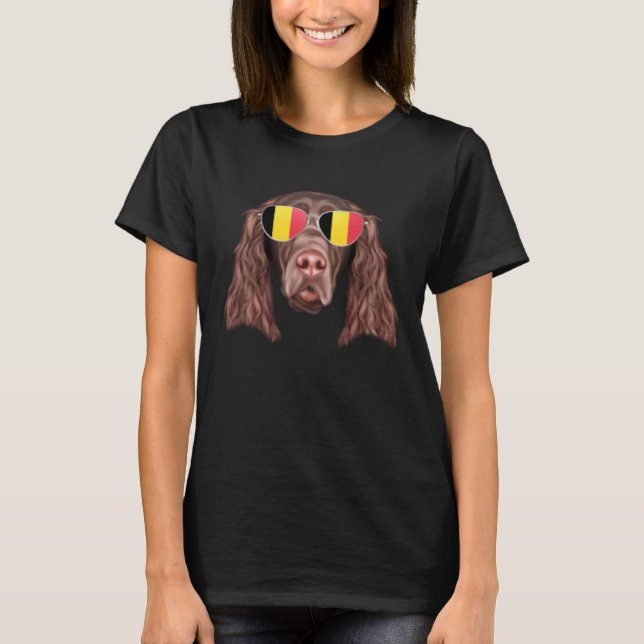 Camiseta Belgium Flag Field Spaniel Dog Belgium Pocket (Anverso)