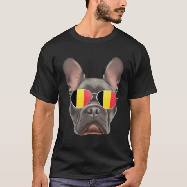 Camiseta Belgium Flag French Bulldog Dog Belgium Pocket (Anverso)
