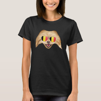 Camiseta Belgium Flag Pomeranian Dog Belgium Pocket