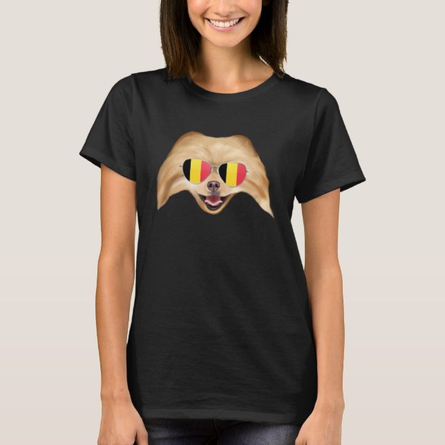 Camiseta Belgium Flag Pomeranian Dog Belgium Pocket (Anverso)