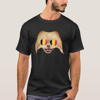 Camiseta Belgium Flag Pomeranian Dog Belgium Pocket