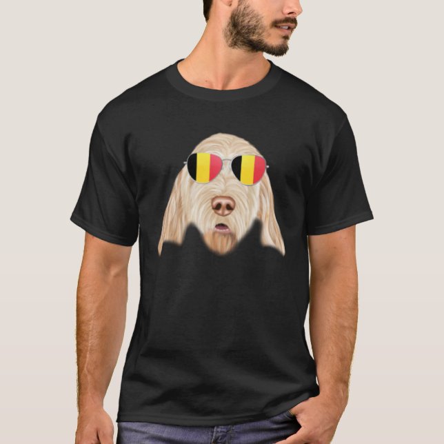 Camiseta Belgium Flag Spinoni Italiani Dog Belgium Pocket (Anverso)
