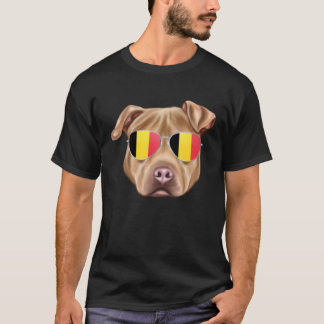 Camiseta Belgium Flag Usa Staffordshire Terrier Dog Belgium