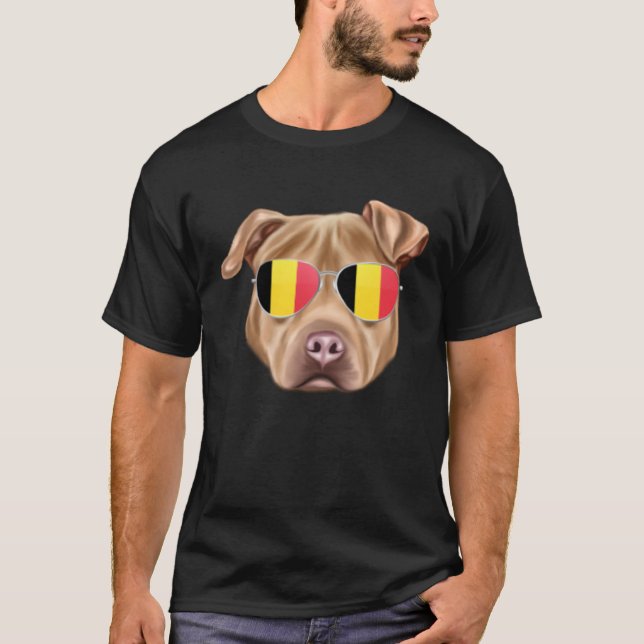 Camiseta Belgium Flag Usa Staffordshire Terrier Dog Belgium (Anverso)