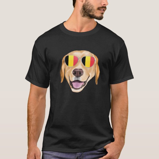 Camiseta Belgium Flag Yellow Labrador Retriever Dog Belgium (Anverso)