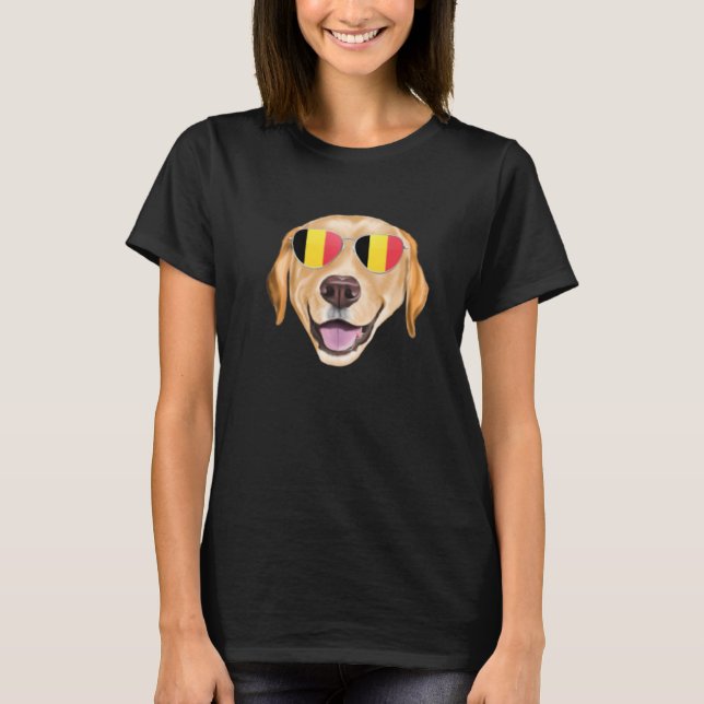 Camiseta Belgium Flag Yellow Labrador Retriever Dog Belgium (Anverso)