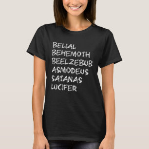 Camiseta Belial Behemoth Beelzebub Asmodeus Satanás Lucifer