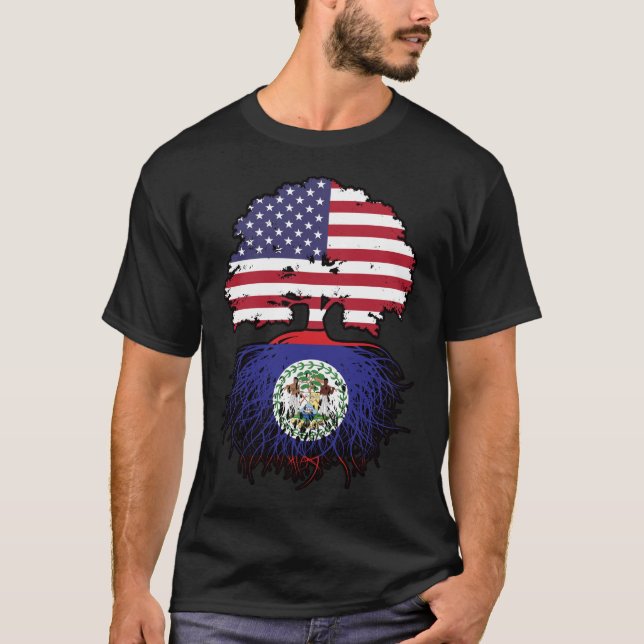 Camiseta Belice Belice Belice American USA Tree Roots Flag (Anverso)