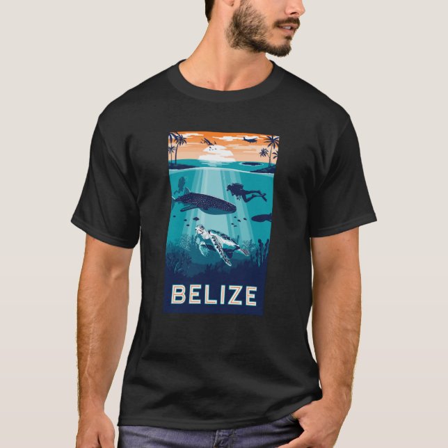 Camiseta Belice buceando ballena tiburón tortuga del mar Ca (Anverso)