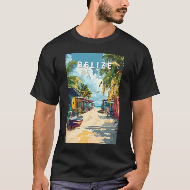 Camiseta Belice Ilustracion Viaje Arte Vintage (Anverso)