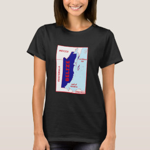 Camiseta Belice Mapa político con colores de bandera. Vecin