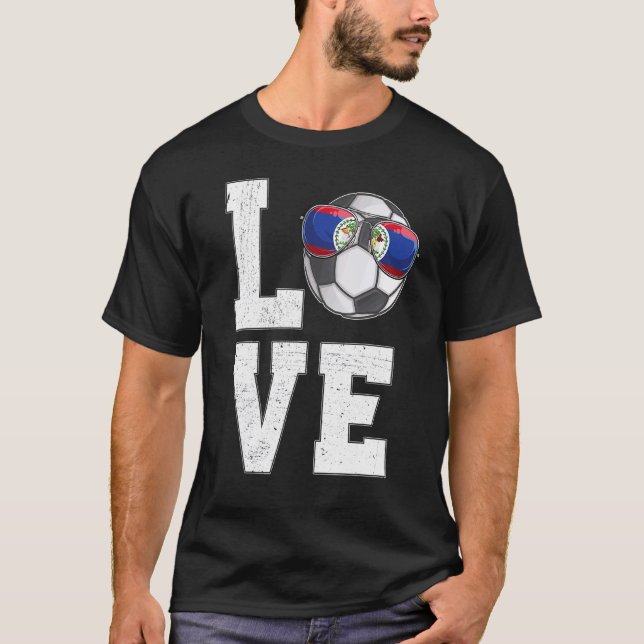 Camiseta Belice Soccer Love Belizer Fan Flag (Anverso)